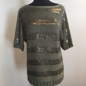 CHICOS Khaki Green Sweater Sz 2